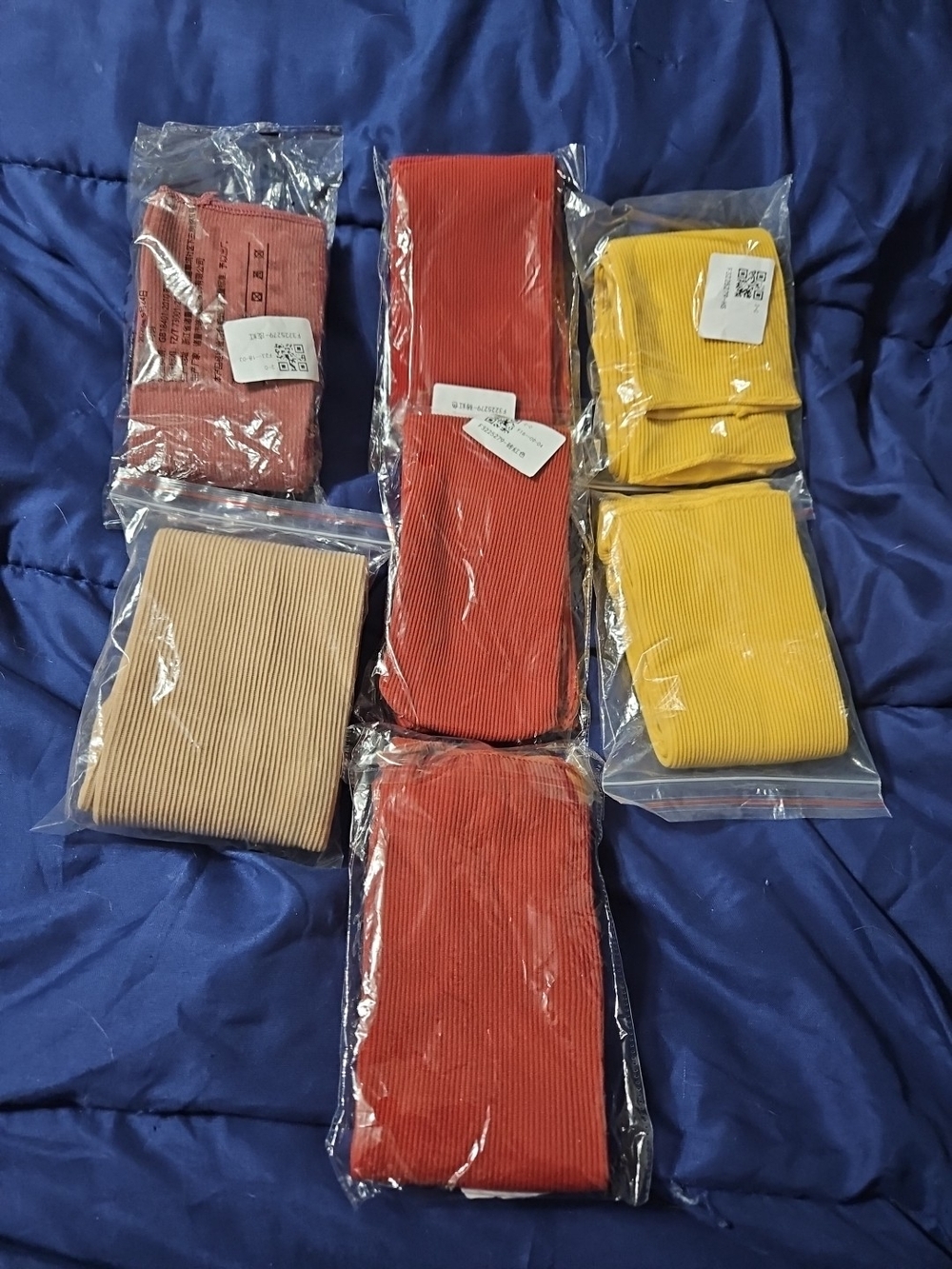 Everyday Ribbed Crew Socks Pack — Red, Mustard, Beige
